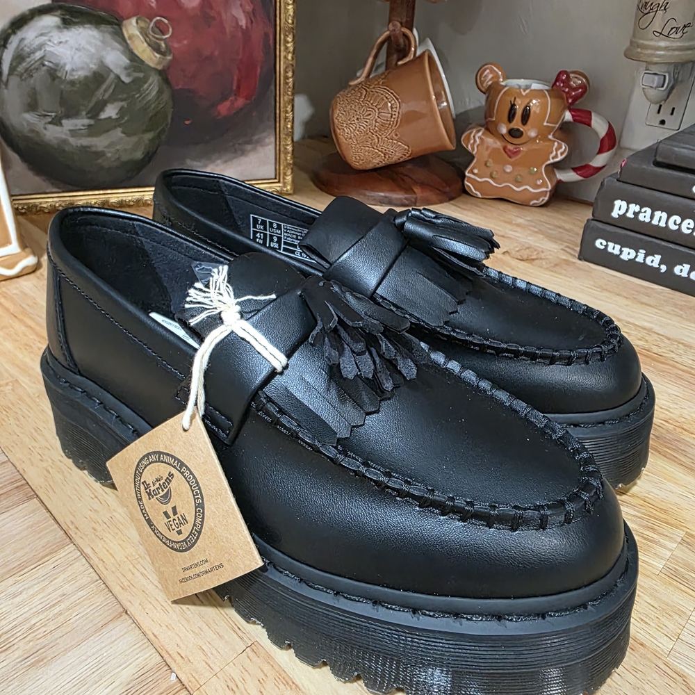 Dr. Martens Black Leather Tassel Loafers